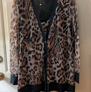 Chico's 2 Pc Mesh Animal Print Cardigan And Tank (Sold As A Set)